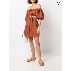 Faithfull the Brand Terracotta Almero hand-dyed cut-out dress